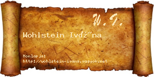 Wohlstein Ivána névjegykártya
